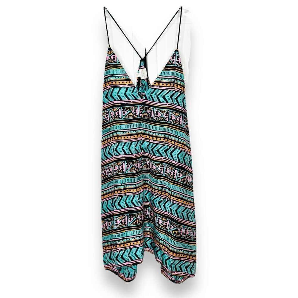 Milly Cabana Women’s Mini Dress Size S Multi Swimsuit Cover Up V-Neck Silk $230